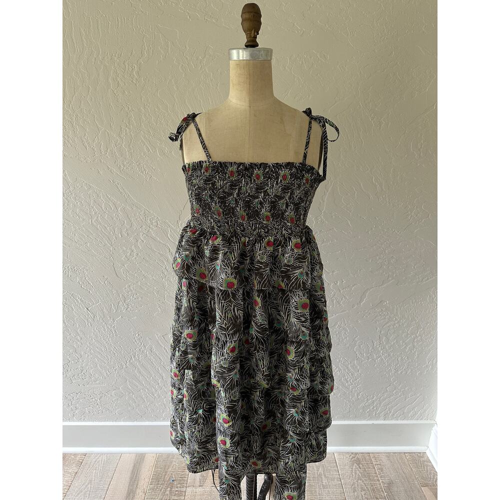 LIBERTY OF LONDON x Target Tiered Ruffle Dress XL Peacock Print Sundress Empire